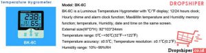 Alat Temperature Hygrometer BK-6C