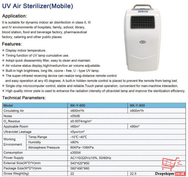 UV Air Sterilizer Machine Mobile BK-Y-600 Series