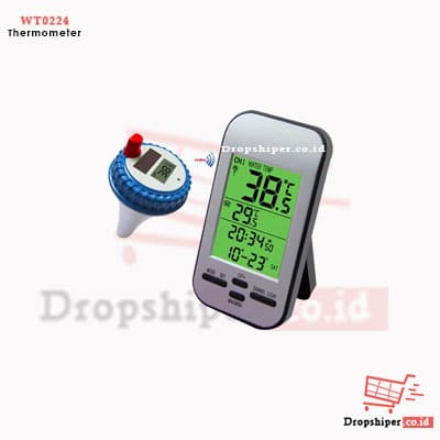 WT0224 Thermometer Kolam Renang Wireless, Wireless Solar Swimming Pool Thermometer, Alat Pengukur Suhu Air Kolam akurat Digital, Termometer Kolam Renang Solar Nirkabel