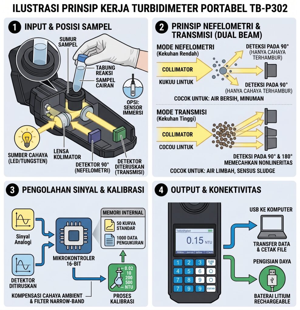 alat ukur kekeruhan air dengan prinsip pengukuran NTU