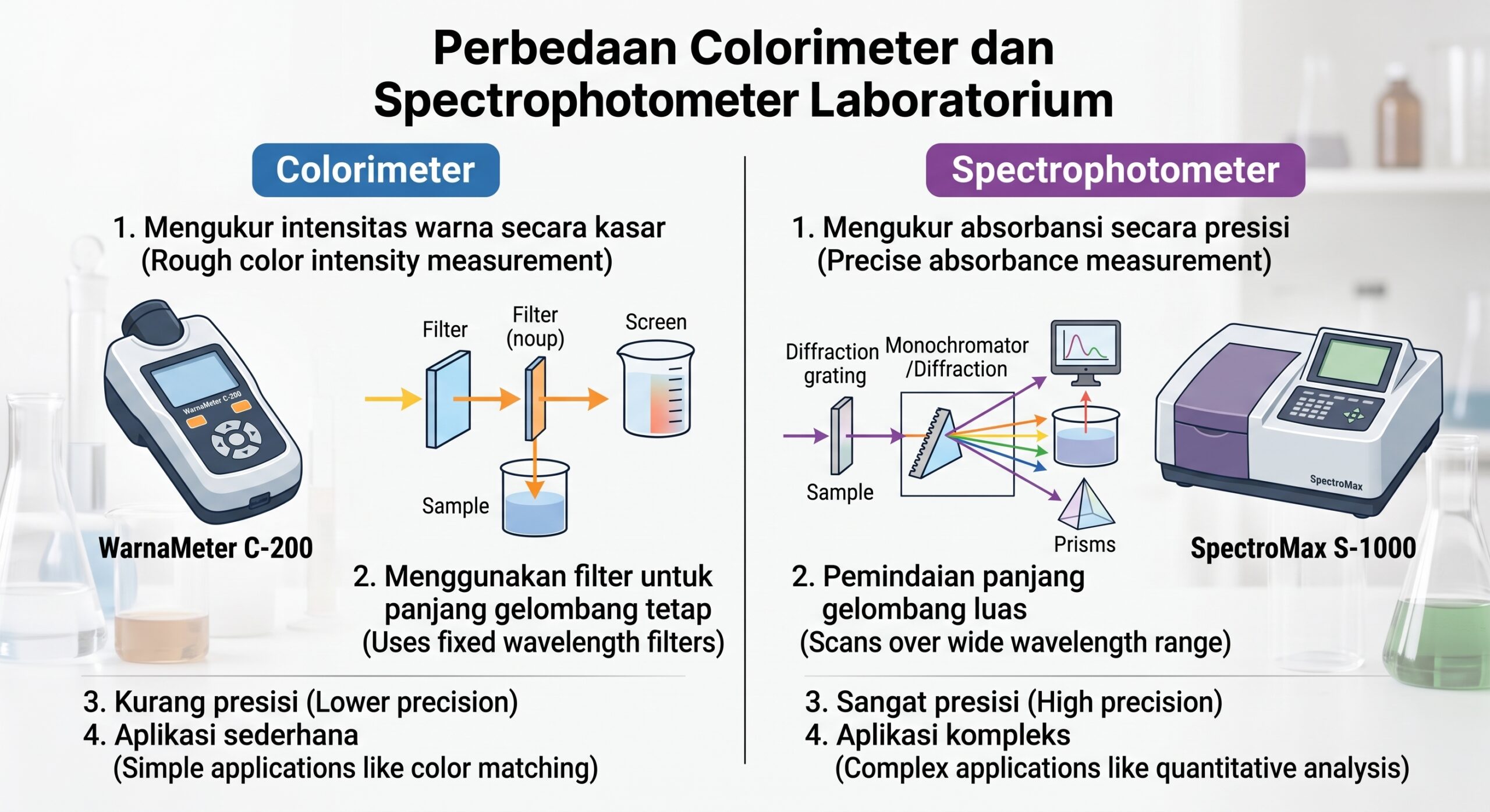 Perbedaan Colorimeter dan Spectrophotometer di laboratorium
