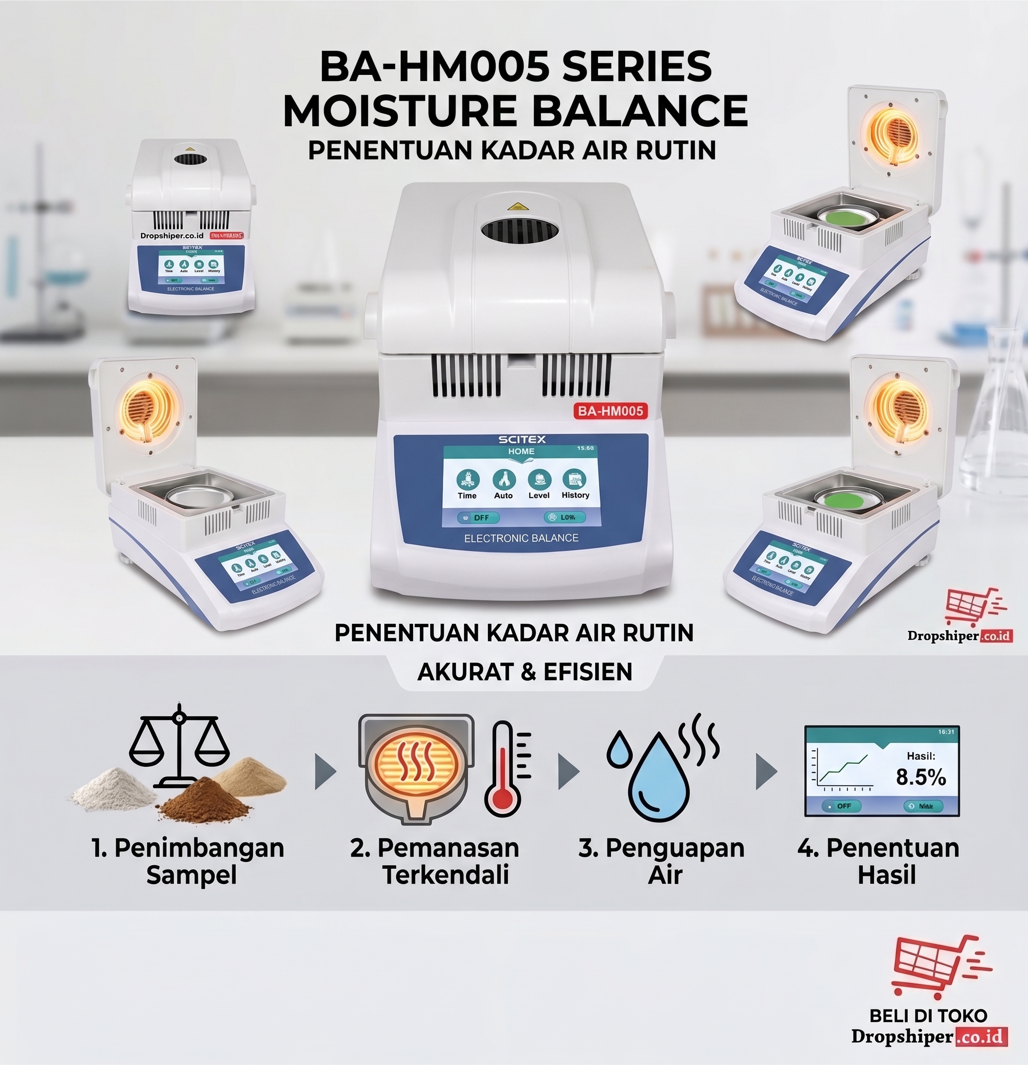 BA-HM005Series Moisture Balance – Penentuan Kadar Air Rutin di laboratorium