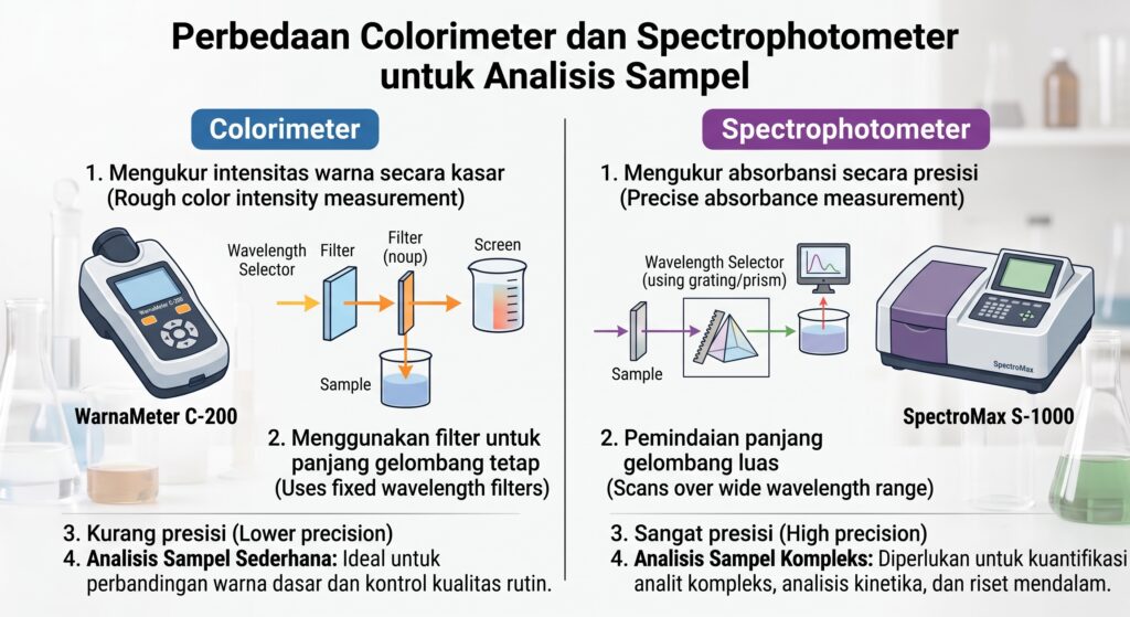 Perbedaan Colorimeter dan Spectrophotometer untuk analisis sampel