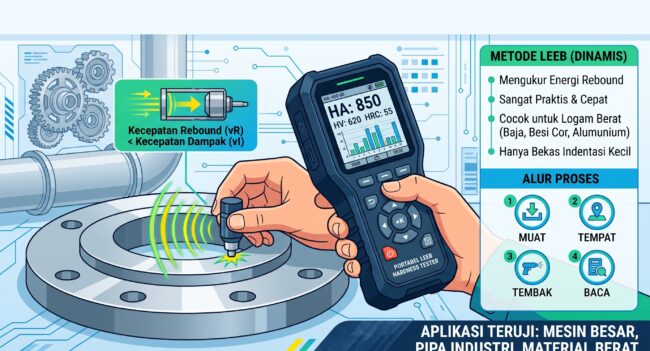 Hardness Tester Portabel untuk uji kekerasan logam metode Leeb