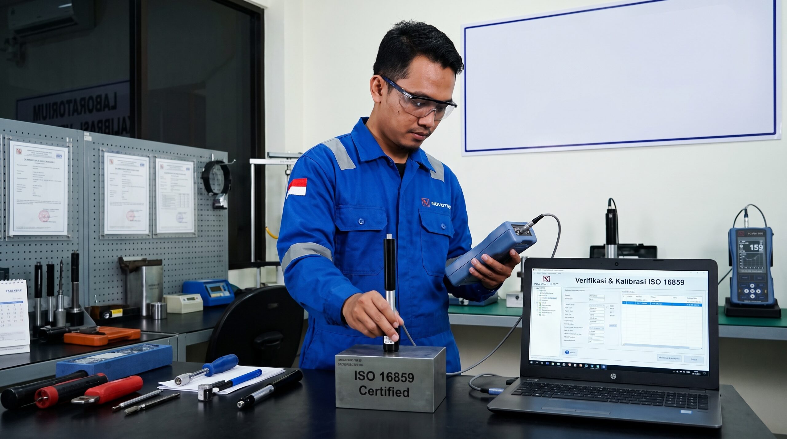Hardness Tester Portabel NOVOTEST T-D3 untuk verifikasi kekerasan logam sesuai ISO 16859