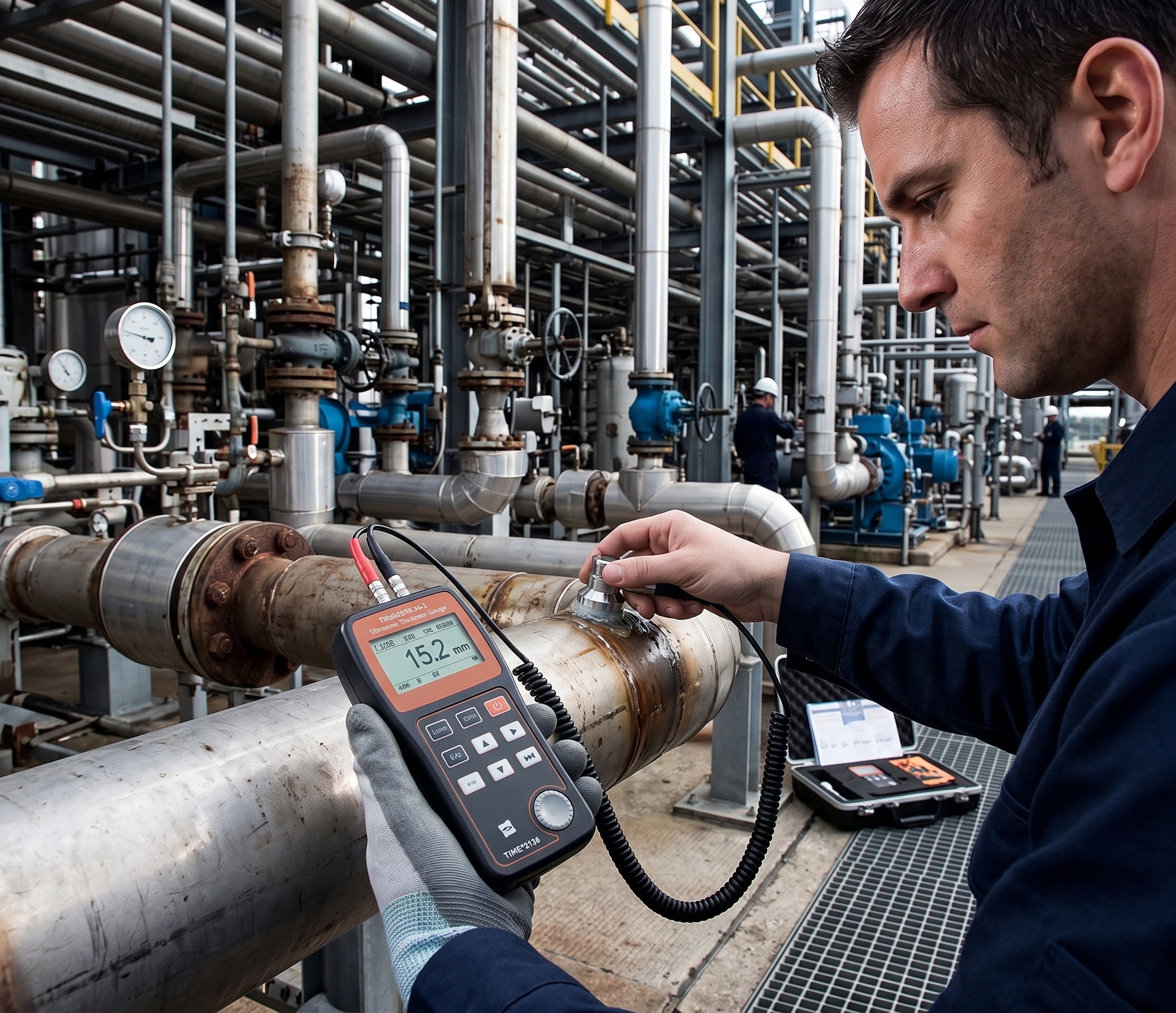 Ultrasonic Thickness Gauge TIME®2136 untuk inspeksi ketebalan pipa kilang