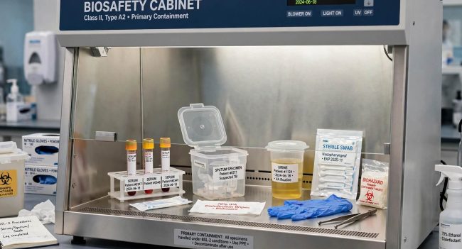 BSC untuk lab klinik spesimen darah serum sputum urine swab BSL-2 primary containment