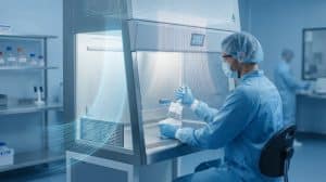 Ilustrasi sistem airflow dan perlindungan operator pada Biosafety Cabinet