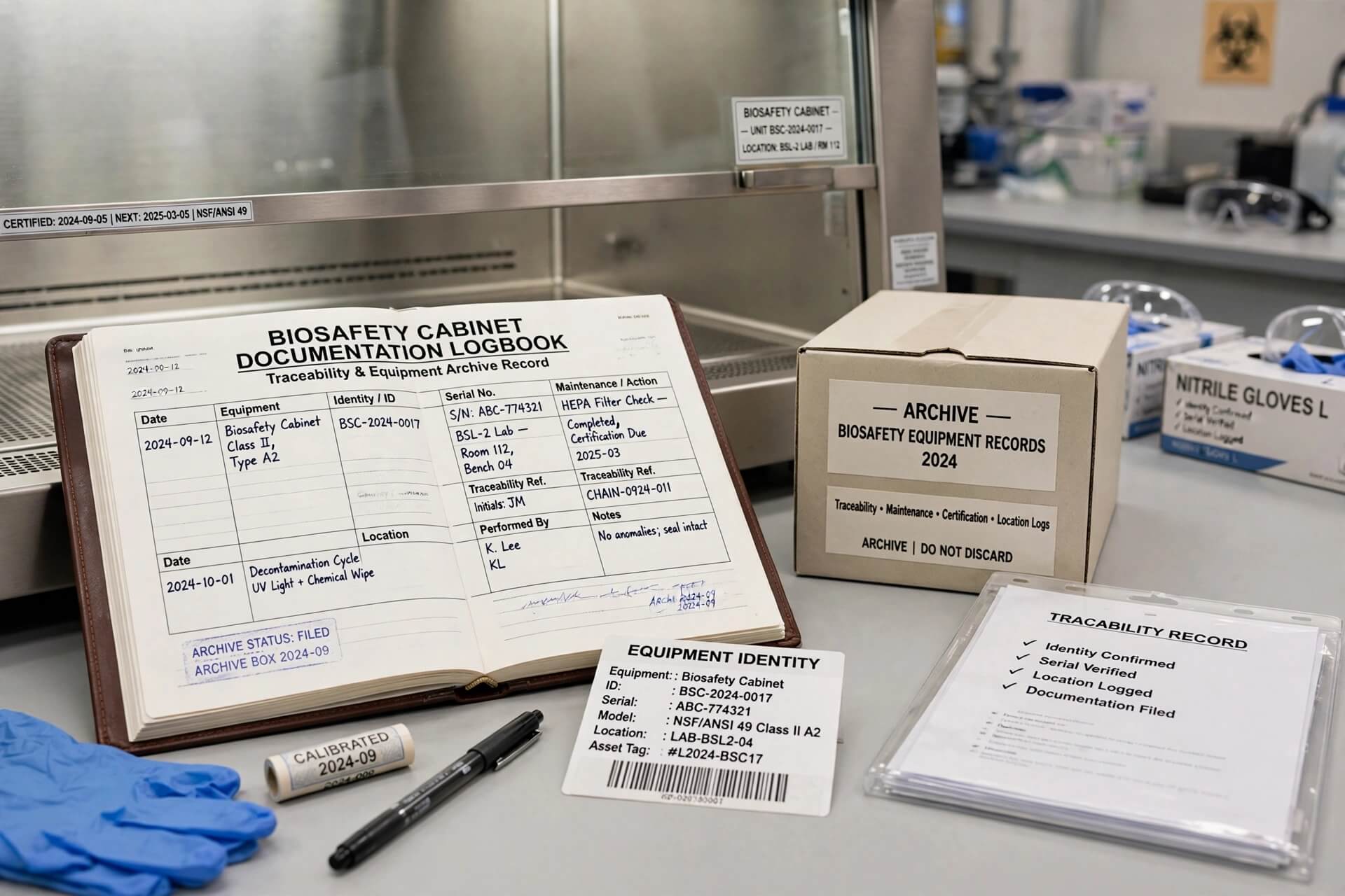 Dokumentasi logbook BSC traceability equipment archive identity serial location maintenance