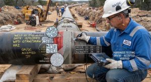 Hardness tester untuk pengujian kekerasan HAZ sambungan las