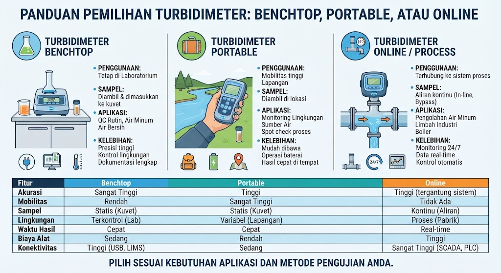 Turbidimeter digital benchtop di laboratorium untuk pengujian kekeruhan air