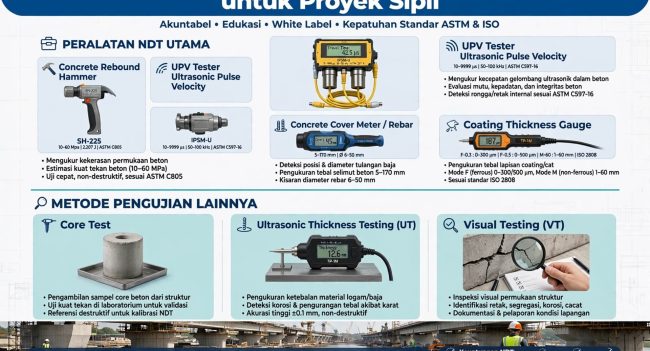Panduan pengujian material konstruksi dan NDT untuk proyek sipil