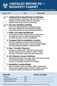 Checklist before PO BSC ukuran jalur transportasi pintu koridor lift instalasi