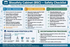 Checklist lengkap penggunaan Biosafety Cabinet sebelum selama sesudah bekerja safety checklist