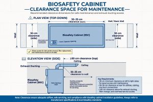 Clearance space BSC 30cm sisi belakang 30-35cm atas untuk maintenance