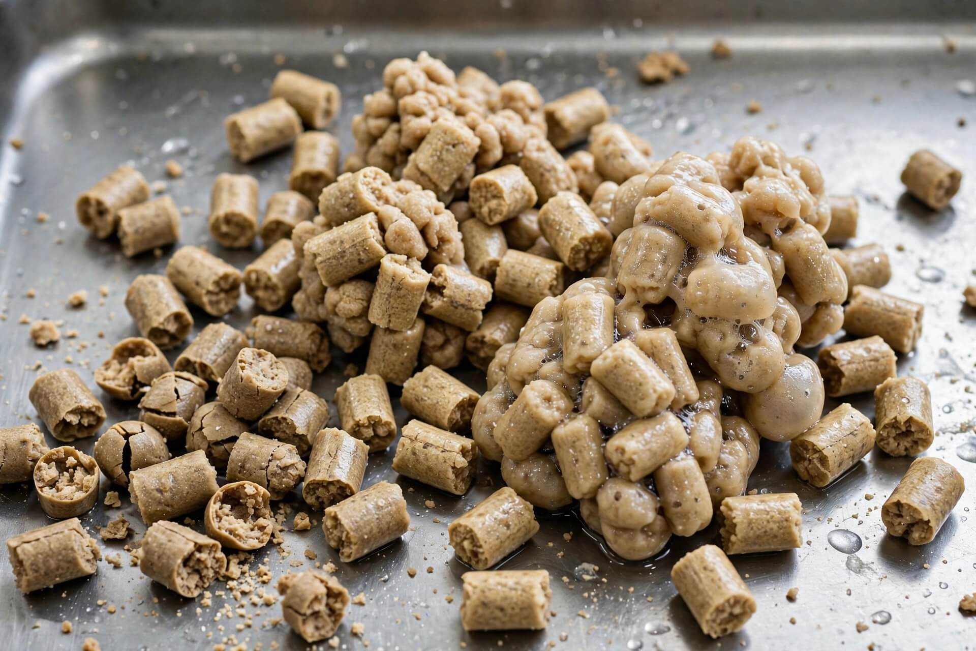 Dampak kelembapan tinggi fryums pellet ekstrusi menggumpal basah tidak mengembang saat goreng perubahan tekstur kehilangan karakteristik kering