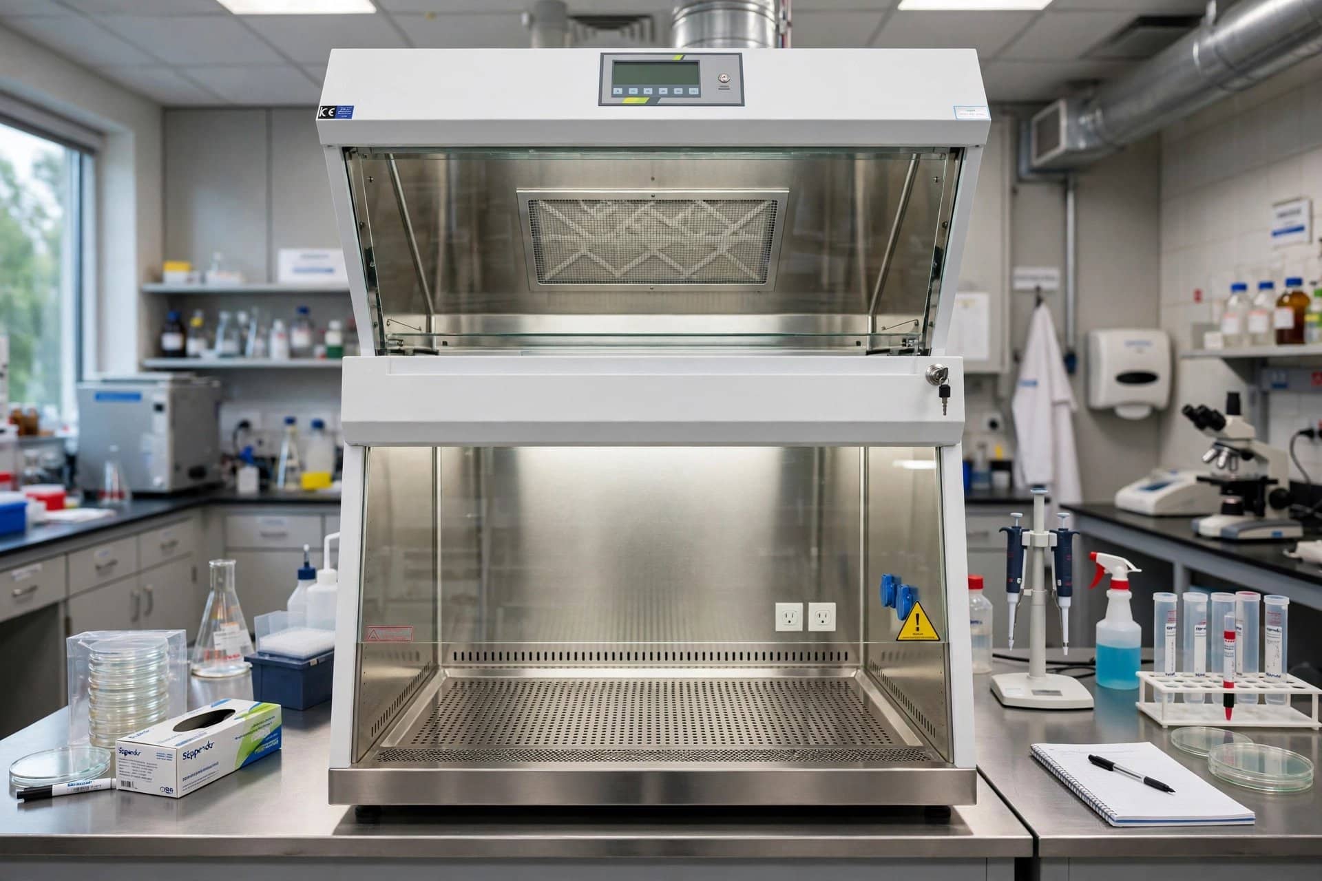 hepa filter airflow dan prinsip kerja biosafety cabinet class II A2 di laboratorium mikrobiologi
