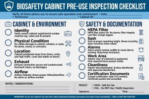  Infografis checklist pre-use inspection Biosafety Cabinet 12 poin lengkap cabinet environment safety documentation