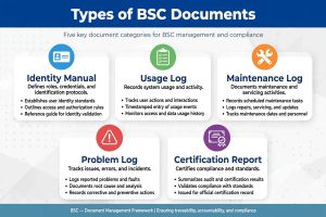 Jenis dokumen BSC identity manual usage log maintenance log problem log certification report