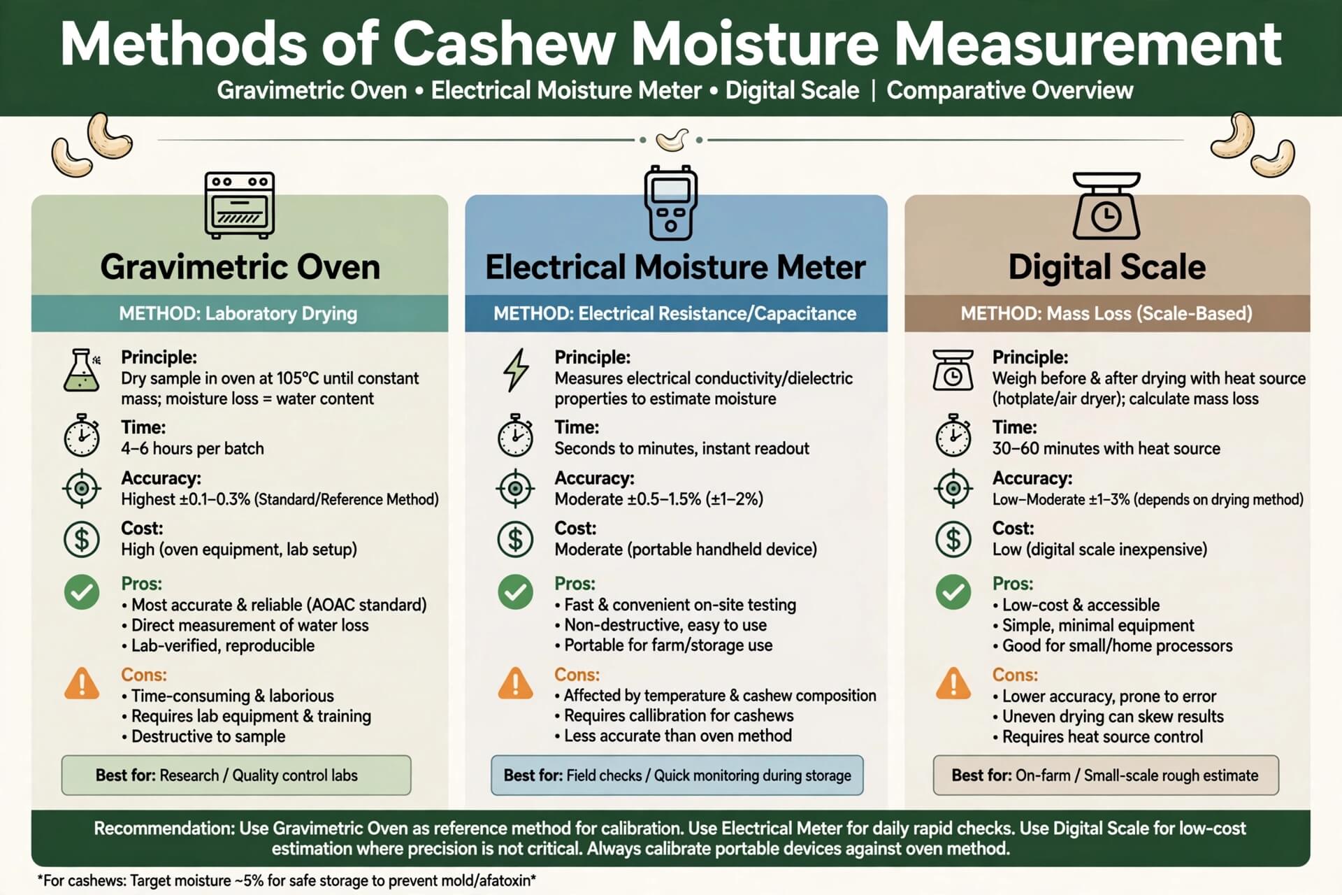 Metode pengukuran kadar air kacang mete gravimetri oven pengering termal dan listrik moisture meter timbangan digital kelebihan kekurangan
