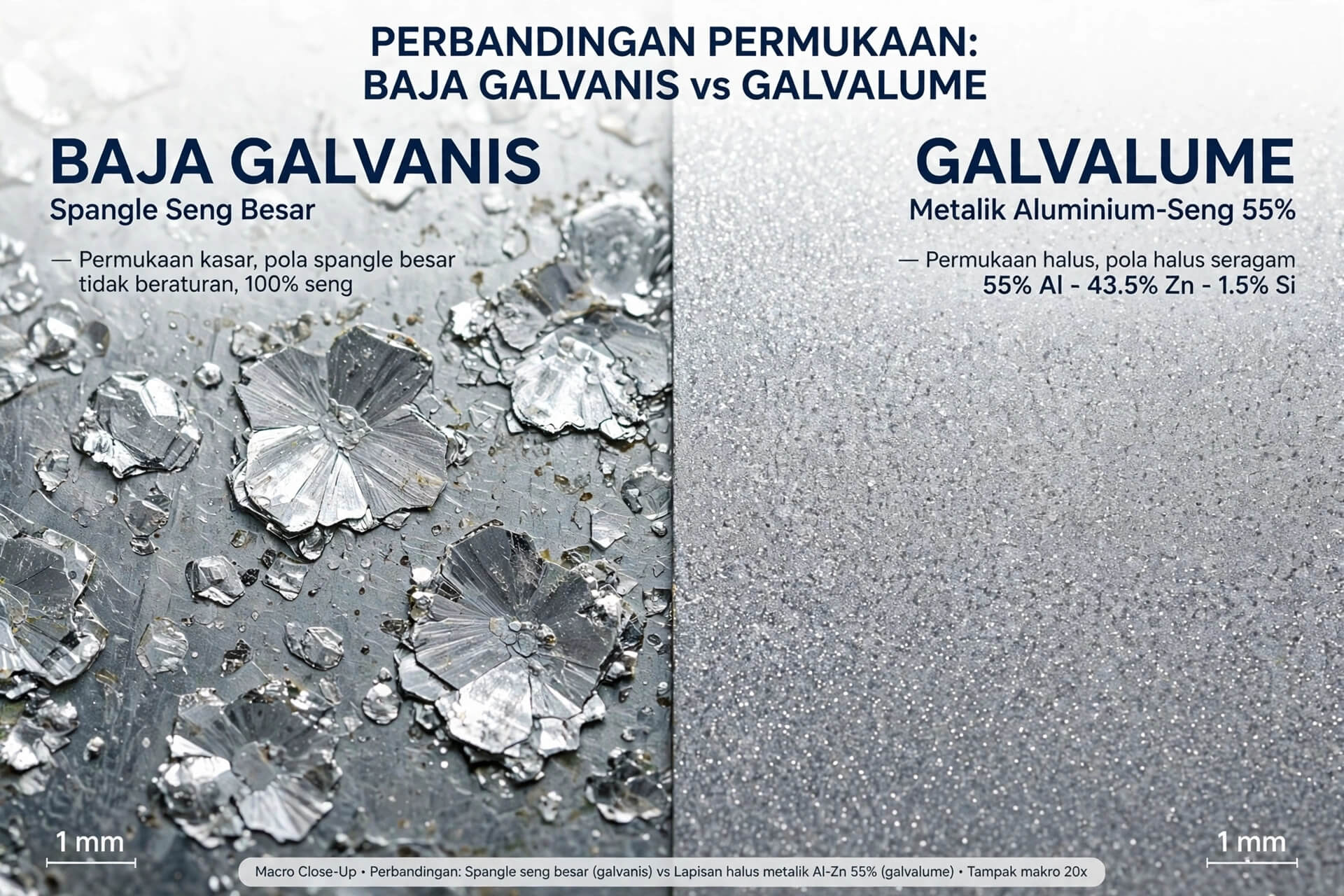 Perbedaan mendasar antara Galvanis dan Galvalume
