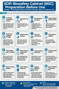 SOP 16 langkah persiapan BSC sebelum digunakan dari cek fisik sampai workflow
